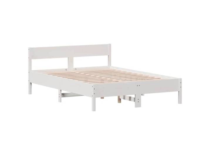 KTHLBRH Einzelbett weiß 120 x 200 cm Massivholz Kiefer Lattenrost inklusive, Kopfteil aus Holz, Rückenunterstützung, robuster Rahmen