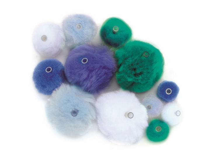 Glorex Acryl-Pompons mit Öse Blau 45 Stück