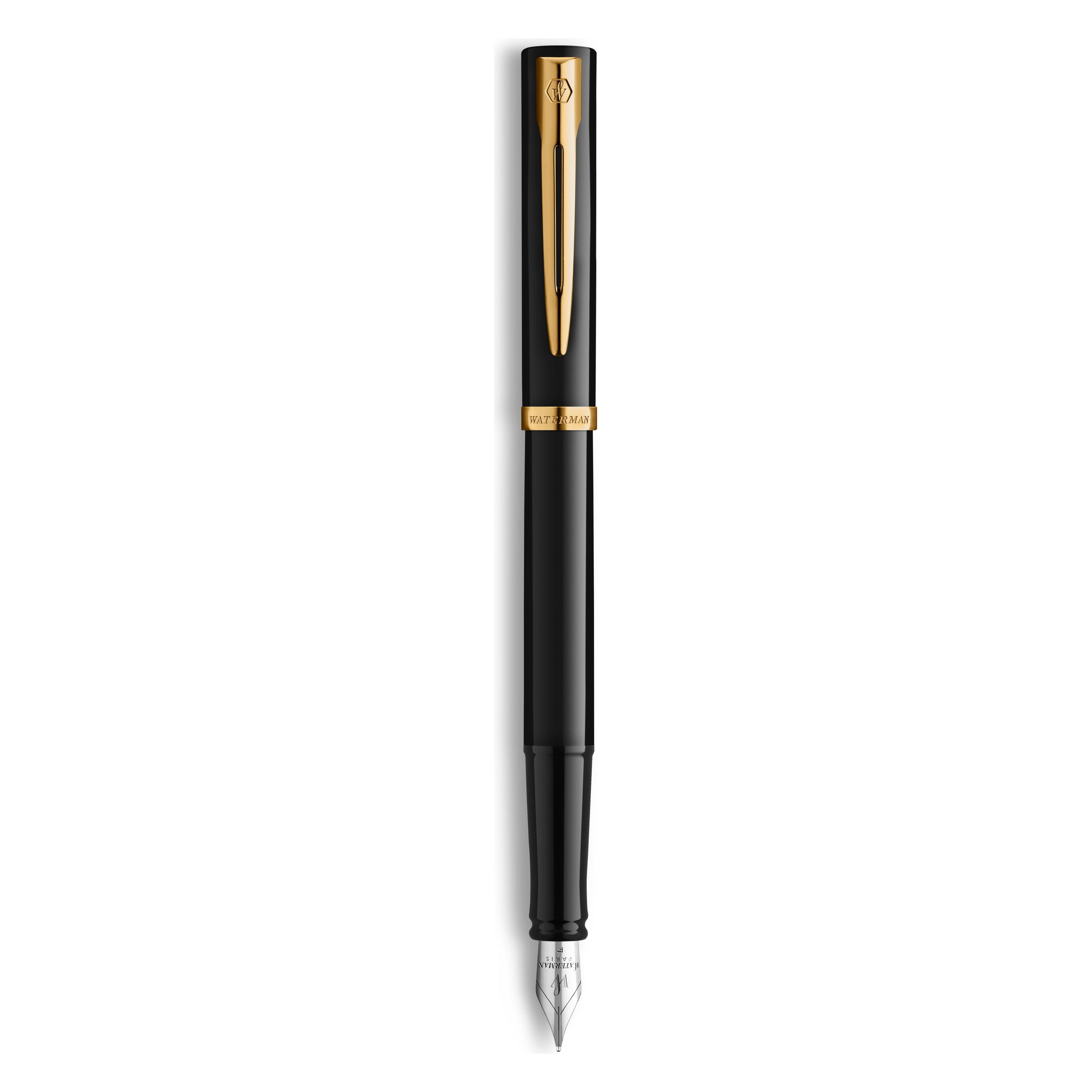 Waterman Füllfederhalter IMPRESSION schwarzer Lack GT F Blau Geschenkbox (1x) (2225499)
