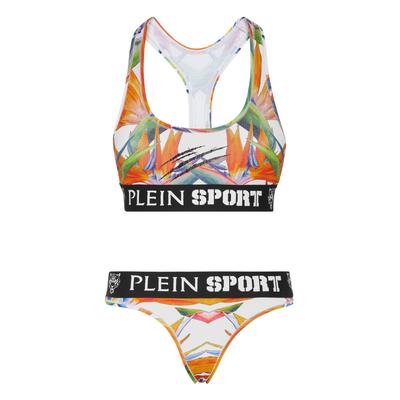Set: Soft-BH PLEIN SPORT "Lingerie-Set", Damen, Gr. M, N-Gr, weiß (0121, weiß, multicolorot), Obermaterial: 95% Baumwolle, 5% Elasthan, BH-Sets
