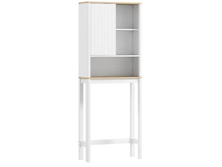 Meuble WC dessus de toilette porte cannelée MDF blanc