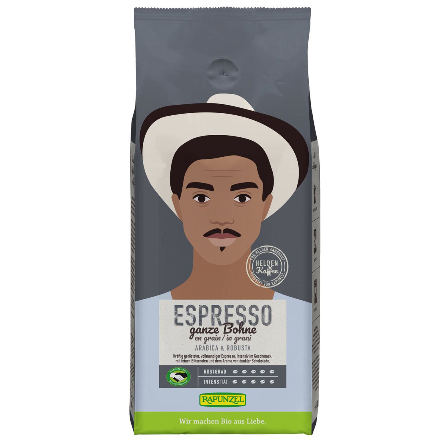 Heldenkaffee Espresso, ganze Bohne Bio 1000 g Bohnen