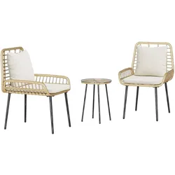 vidaXL Garten Essgruppe 3 pcs Braun, Schwarz, Creme 35 x 35 x 45 cm