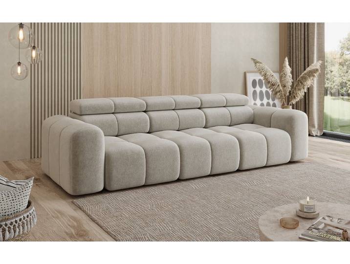 Designer Sofa 3 Sitzer Mia in Chenille - Weiß - Chenille - Luxusbetten24