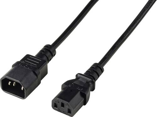 Renkforce Strom Verlängerungskabel Deluxe [1x Kaltgeräte-Stecker C13 - 1x Kaltgeräte-Buchse C14] 3.00m Schwarz