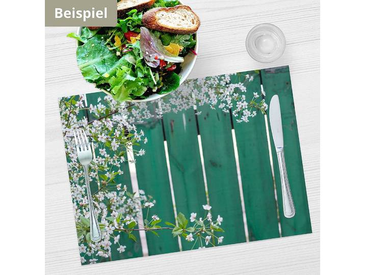 Tischset Blüten vor Holzzaun 12er-Set 44 x 32cm Multicolor