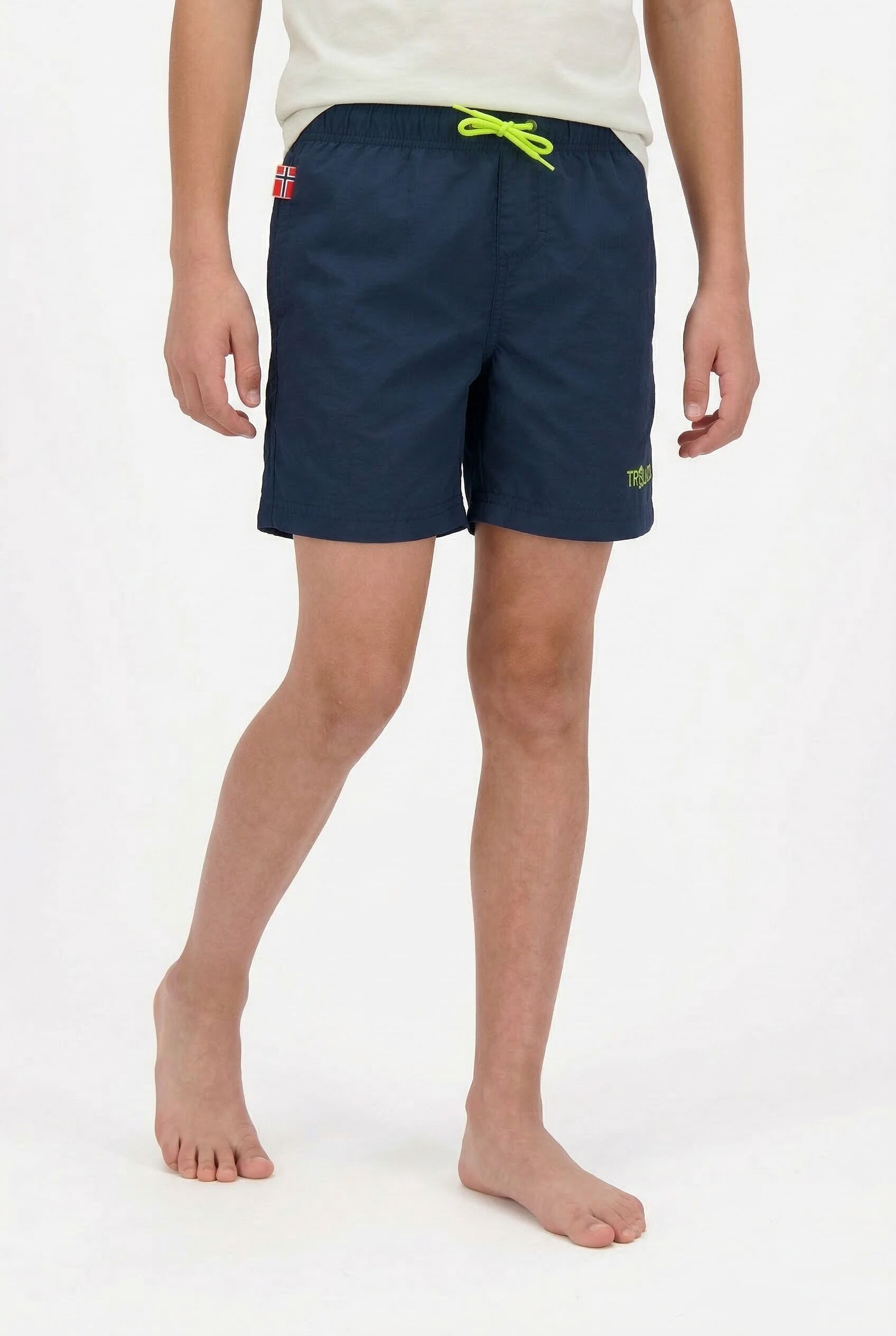 Badeshorts TROLLKIDS "Kids Balestrand Shorts", Damen, Gr. 110, N-Gr, bunt (mystic blau, grün lizard), Web, Obermaterial: 100% Polyamid, Badehosen Badeshorts, mit UV-Schutzfaktor 30+, schnelltrocknend