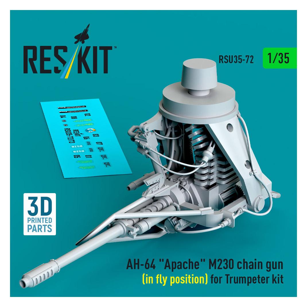 ResKit AH-64 Apache M230 chain gun (in fly position) for Trumpeter kit (3D Printed) (RSU35-0072)