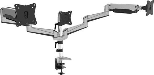 Digitus DA-90363 Monitor-Tischhalterung 3 Display(s) 38,1 cm (15") - 68,6 cm (27") Schwarz, Silber Drehbar, Höhenverstellbar, Neigbar, Schwenkbar,