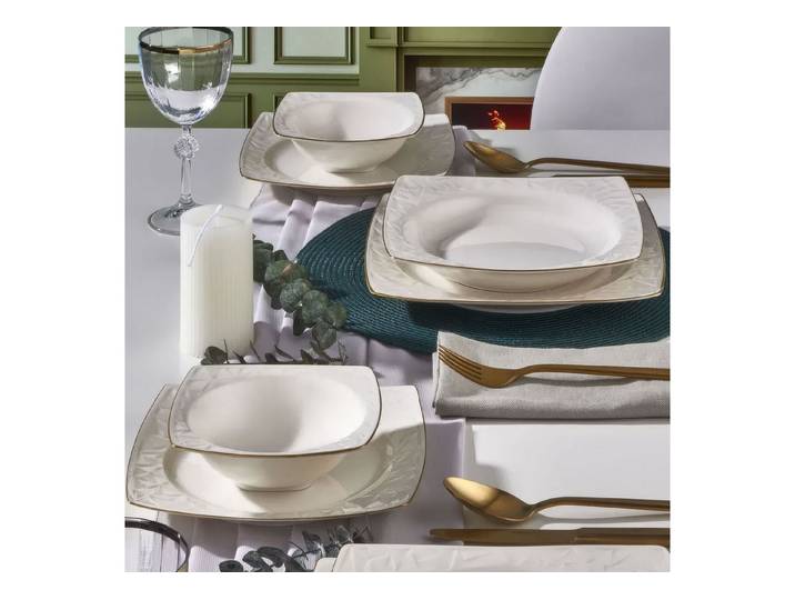 GÜRAL Porselen Tafelservice VIVENTE (30-tlg), 6 Personen, Porzellan, Elegantes Design, stilvoll und robustes Porzellan