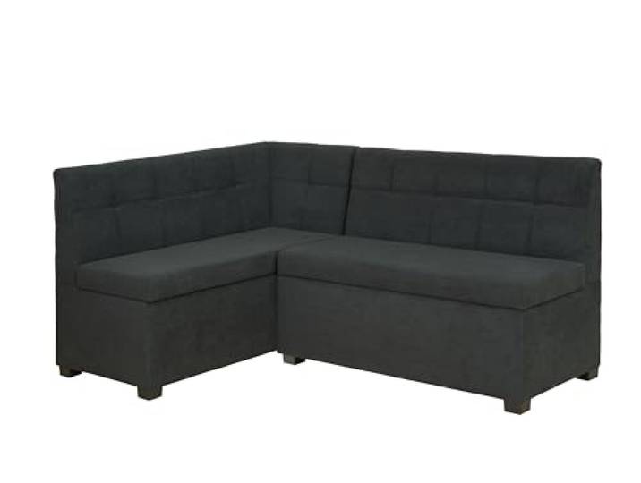 Rodnik Eckbank Komo, Sitzbank in Schwarz, Stauraum, Truhenbank 167x121 cm, bequem und modern (kurzer Schenkel Links)