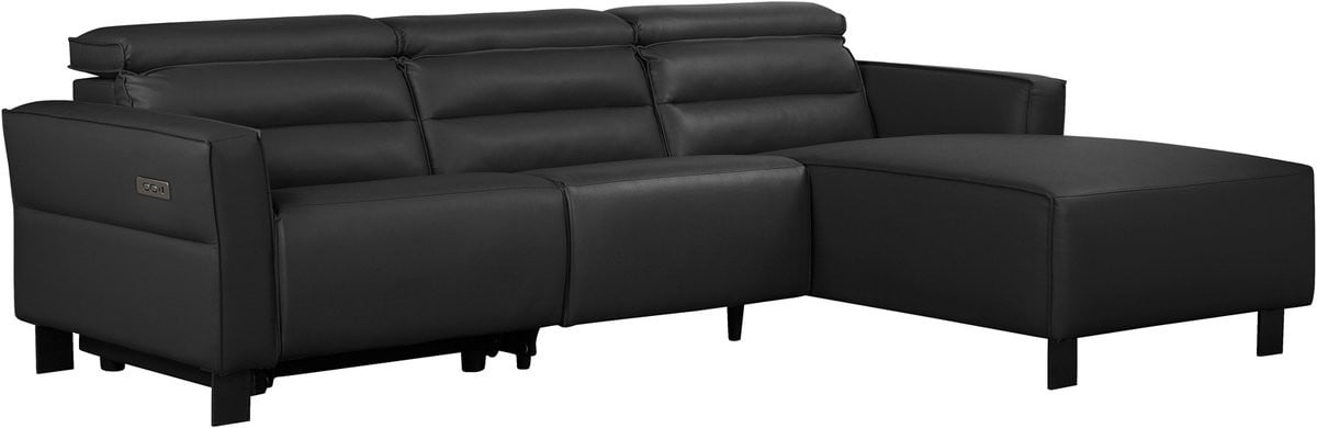 Notio Living Carpari 3-Zitsbank met Elektrische Relaxfunctie - Zwart PU