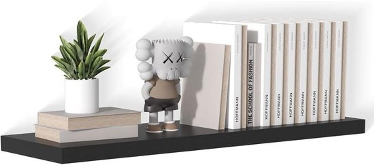 Zwarte zwevende wandplank voor woonkamer, keuken of slaapkamer