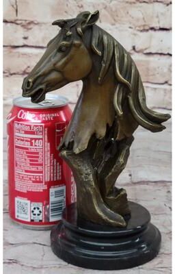 Bronzhaus Abstract Modern Art Horse Head Bust Bronze Statue Sculpture Marble Base Figurine