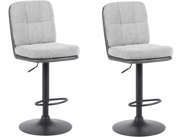 Barhocker HELA VILA , grau (grau, vintage anthrazit), B:42,5cm H:102cm T:56cm, 100% Polyester, Hocker, Barhocker, 360 drehbar, höhenverstellbar, Materialkombi