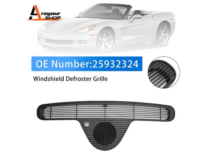 Grille de dégivreur de pare-brise Areyourshop 25932324 pour Chevy Corvette 2005 2006 2007 2008 2009 2010 2011 2012 2013