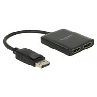 DisplayPort Splitter 1.4 > 2x HDMI MST, HDMI Splitter schwarz, 20cm Kabel