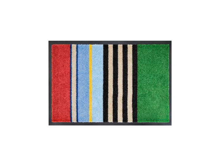 Fussmatte Remember, Rot, Dunkelgrün, Beige, Pastellblau, Kunststoff, Streifen, rechteckig, 50x75 cm, rutschfest, schmutzabweisend, pflegeleicht, Teppiche und Böden, Schmutzfangmatten, Fußmatten