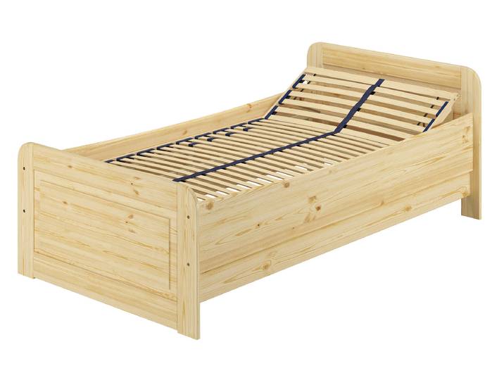 Extra Hohes Seniorenbett 90 x 200 cm Einzelbett Massivholz Kiefer