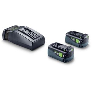 Festool Werkzeugakku Energie-Set 18V 2xHP5,0/TCL6, 18 V / 5,0 Ah, 2 Akkus und Ladegerät, AIRSTREAM