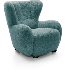SESSEL MIST, Polstersessel Klassisch Loungesessel, Bucle-Stoff Blau