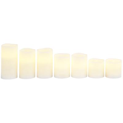 BONETTI Dekolicht "LED-Kerze, Weihnachtsdeko, 7-teiliges Set", beige (cremefarben), Ø 7,5cm, 7 Stk., Leuchten, mit Echtwachsummantelung, inklusive Timer und Fernbedienung