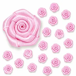 Creativery Satinrosen 2cm 20 Stück Stoffblumen zum Basteln Dekorieren Hochzeit Geschenkverpackung Blütendeko Tischdeko Handarbeit Stoffrosen Deko Rosa