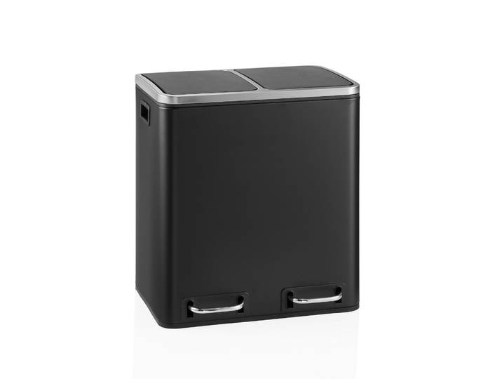 Collecteur De Déchets / Système De Tri Des Déchets Clean 9 - 30 L (2 X 15 L) Acier Noir Hjh Office