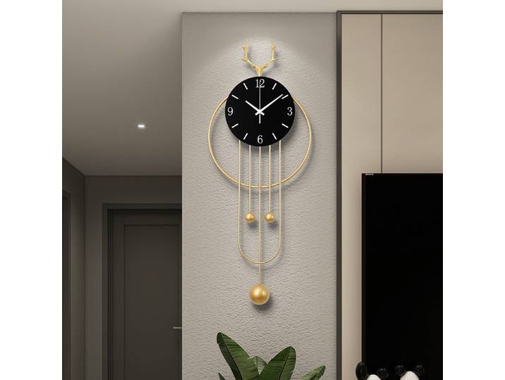 Horloge murale tête de cerf design métal, style nordique de luxe, silencieuse, pour salon, restaurant, chambre, cuisine, bureau, décoration intérieure