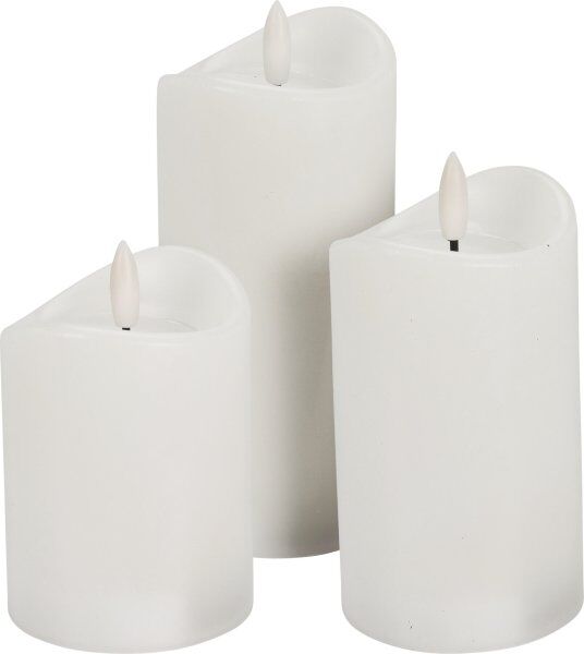 No-Name Led-Stearinlyssæt, Hvid, 3 Stk.