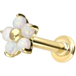 14 Karat Gold Labret mit Innengewinde BLUME + 5 SYNTHETISCHE OPALE