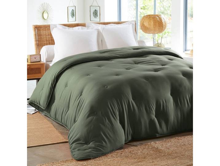 Couette chaude en polyester vert kaki 260x240cm