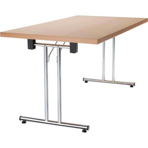 Hammerbacher Klapptisch KL 14, aus Holz, stapelbar, 138 x 74,5 x 69 cm, buche