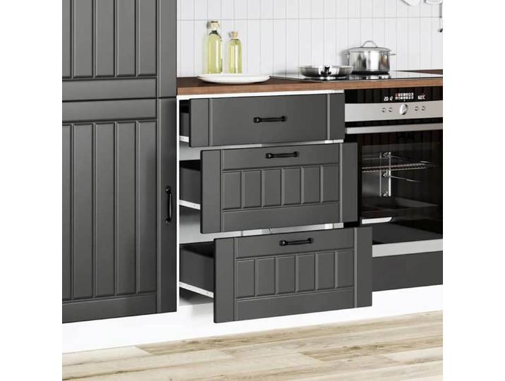 Noir Placard bas de cuisine - Meuble pour cuisine - MODERNE Meuble bas de cuisine « Lucca » en bois d'ingénierie noir 43512