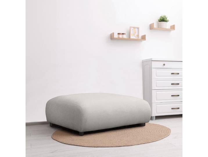 Polsterhocker 88 x 88cm Grau Bouclé Stoff Sideri: Silber
