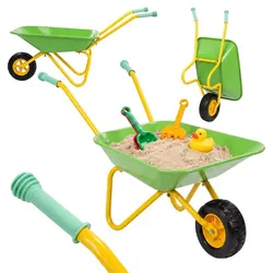 Relaxdays Schubkarre für Kinder Gelb,Grün,Schwarz