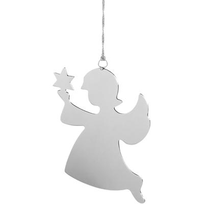Engelfigur FINK "Dekohänger, HOLYWORKER", silber (silberfarben), B:20cm H:21cm, Edelstahl, Dekofiguren, Engelfigur, Deko-Engel, Weihnachtsdeko aus Edelstahl, poliert, Höhe ca. 21 cm