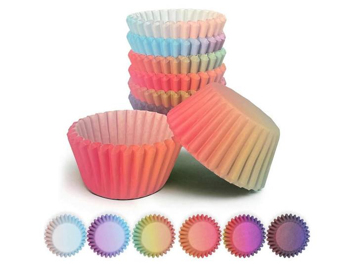 Muffinförmchen 300 Stück Set Verlauf-Design Mini, Mehrfarbig, Papier, 3x2.1x3 cm, Backen & Backzubehör, Backformen, Muffinformen