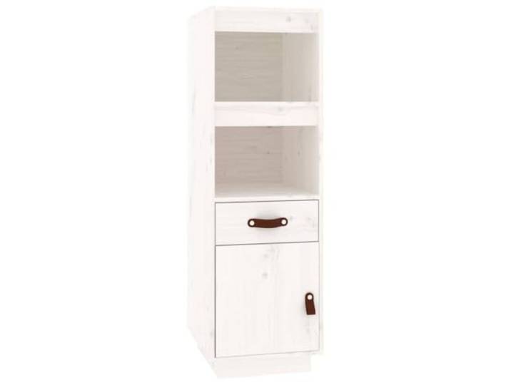 KGFHERENB Highboard Weiß 34x40x108,5 cm Massivholz Kiefer Standregal Schlankes Holzregal für Wohnzimmer und Schlafzimmer mit 4 offenen Fächern für Dekoration und Bücher.