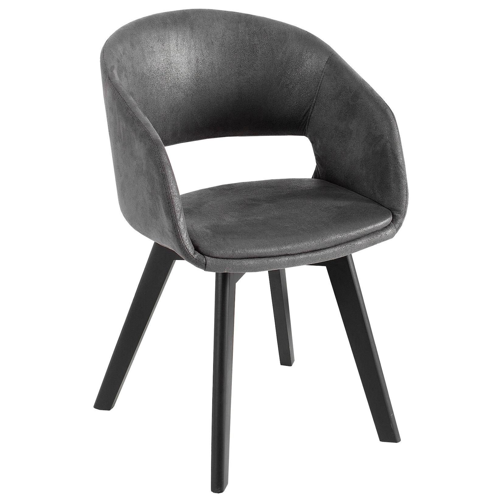 riess-ambiente Stuhl NORDIC STAR - antik grau Microfaser Massivholz schwarz mit Armlehne gepolstert