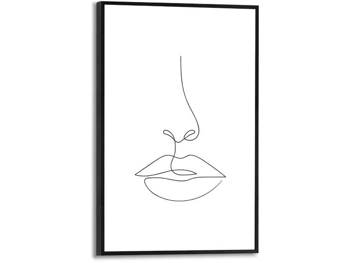 Poster REINDERS Kussmund , schwarz (farbe bild(er): schwarz, weiß), B:20cm H:30cm T:1,6cm, MDF, Bilder, Poster