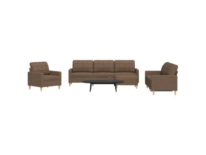 HEFZGDB 4-TLG. Sofagarnitur mit Fußhocker Braun Stoff – Weiches Polyestergewebe Sofa Set mit Metallrahmen, Bequeme Sitzpolsterung für Wohnzimmer, Strapazierfähige Sofagarnitur