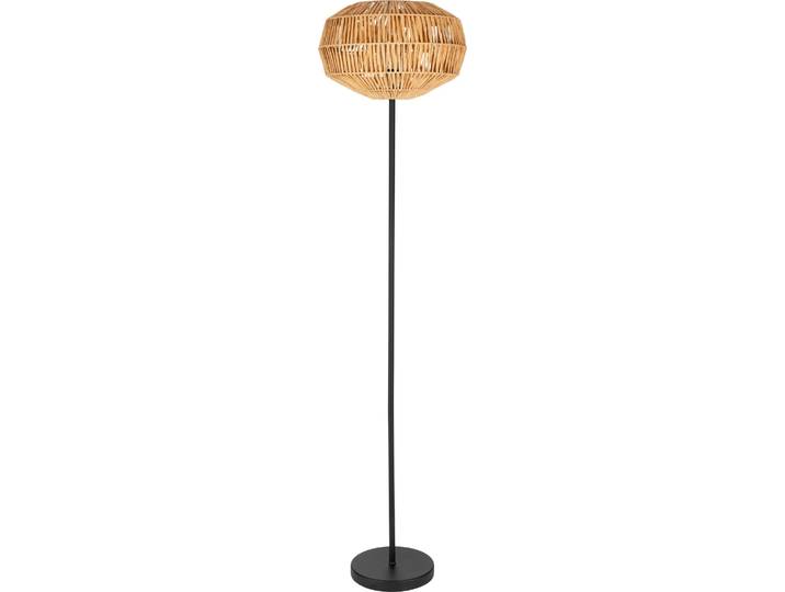 EGLO Stehlampe Sheldon, Boho Lampe Wohnzimmer, Standleuchte aus Metall in Schwarz mit Lampenschirm aus Bast Papier, E27 Fassung, 153,5 cm