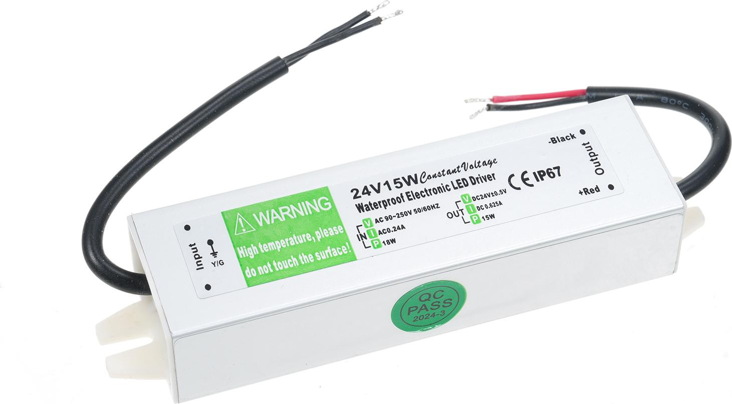 Cocosity Waterdichte LED-driver IP67, Schakelende voeding transformator, AC 90V-250V naar DC 24V, 15W, Constante spanning voor LED-strips en buitenverlichting
