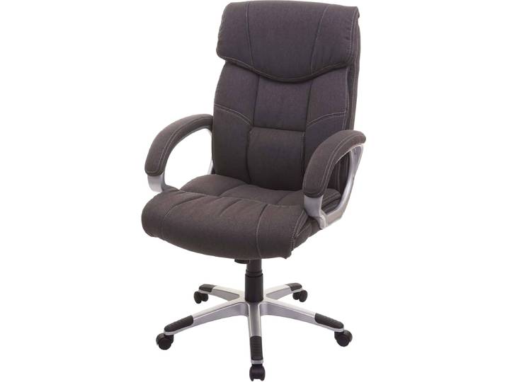 Bürostuhl HWC-A71, Chefsessel Drehstuhl Schreibtischstuhl, Stoff/Textil, dunkelgrau