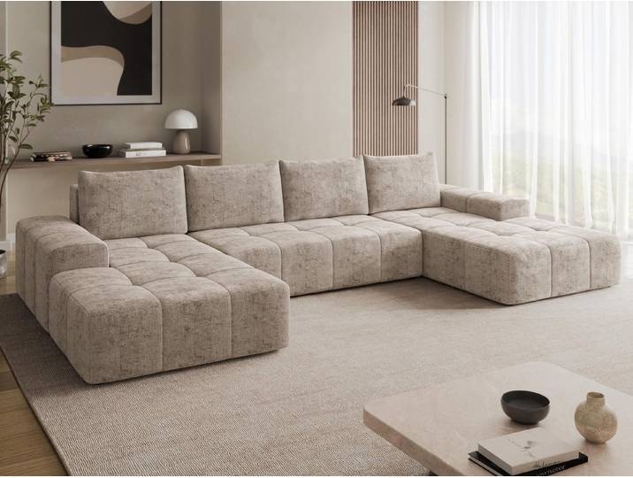 MIRJAN24 Wohnlandschaft Tonseo U, mit Bettkasten und Schlaffunktion, U-Form, Kissen-Set, Elegant