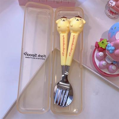 Modern Mode Marketplace Sanrio Kids Stainless Steel Cartoon Spoon Fork Set Hello Kitty & Kuromi Cute Tableware Gift c