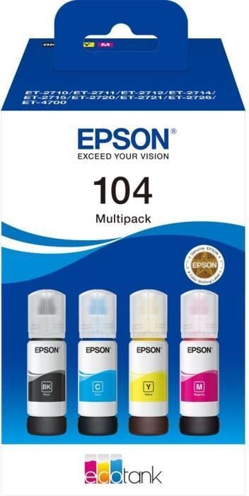 Epson EcoTank 104 inktpatronen multipack met 4 kleuren