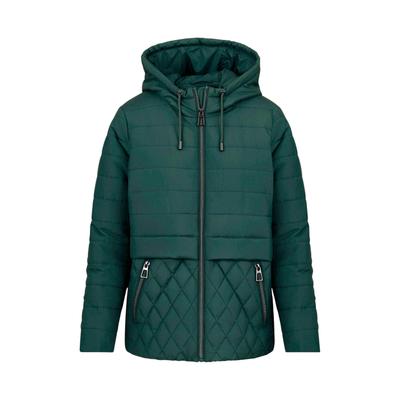 Winterjacke GOLDNER "Kurzgröße Steppjacke mit Kapuze", Damen, Gr. 25, dunkelgrün, Modern, gerade, hoch geschlossener Ausschnitt, Gerade, Jacken Winterjacke, moderner Steppmix