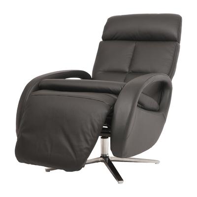Mendler Relaxsessel HWC-L11, Design Fernsehsessel TV-Sessel Liegesessel, Liegefunktion drehbar, Voll-Leder ~ schwarz